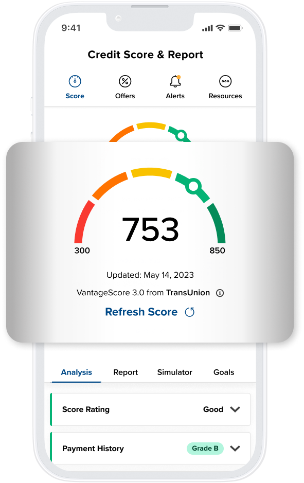 Manager Your Credit Score with SavvyMoney! Located in our Mobile App & Online Banking
